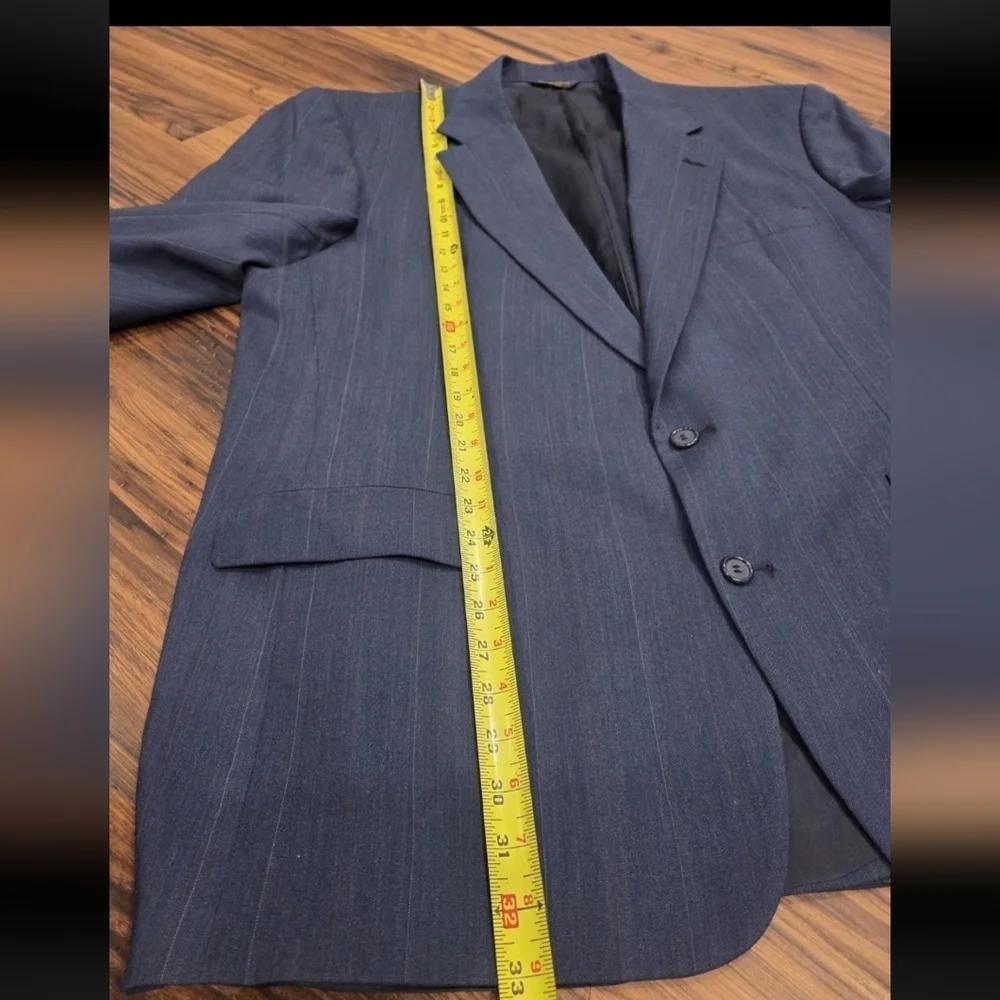 Vtg Hunter Haig Men’s 2 Piece Wool Suit 48 Navy Subtle Pinstripe Union Made USA - Picture 14 of 16